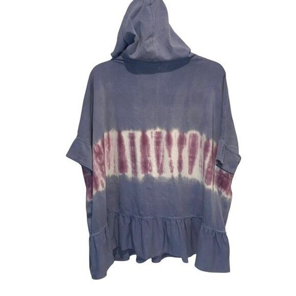 Jade By Jane Womens Tie Dye Hoodie Ruffle Dolman Sleeve Shirt‎ Blue Size Large - Picture 3 of 8